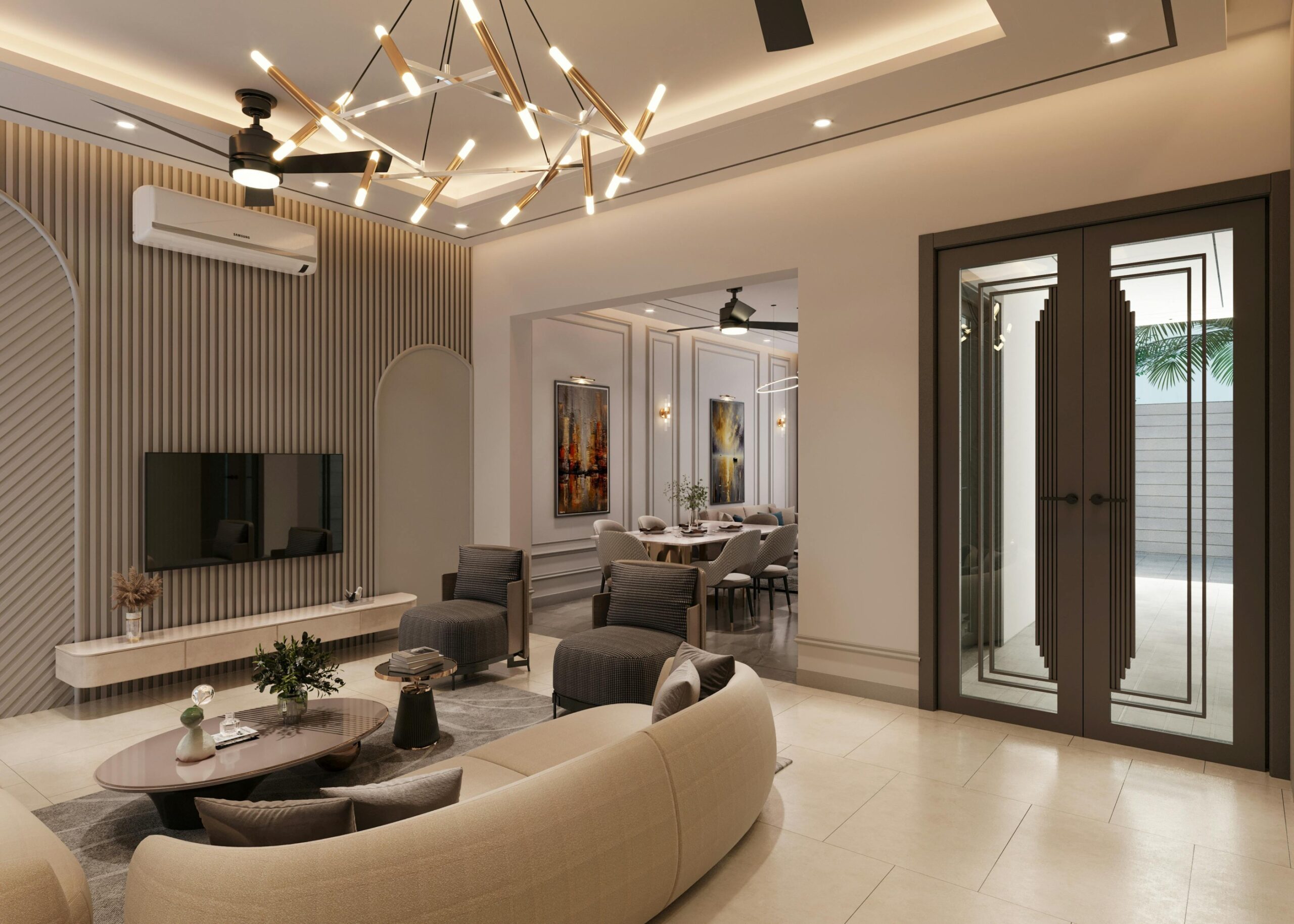2 BHK Living Room – Contemporary Comfort Design